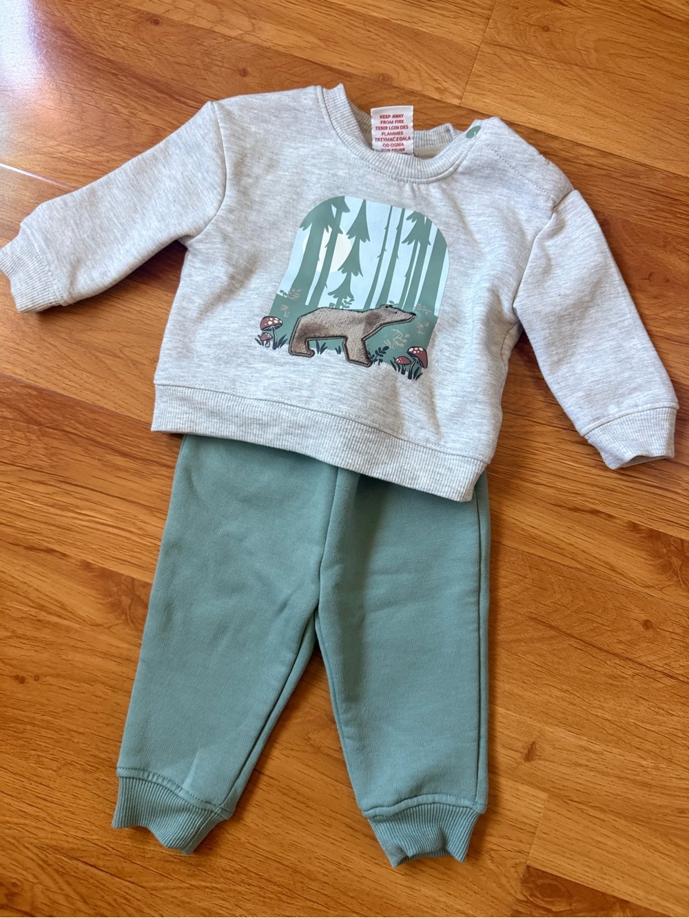 Baby 3M Green Forest Bear Sweatshirt & Joggers Set